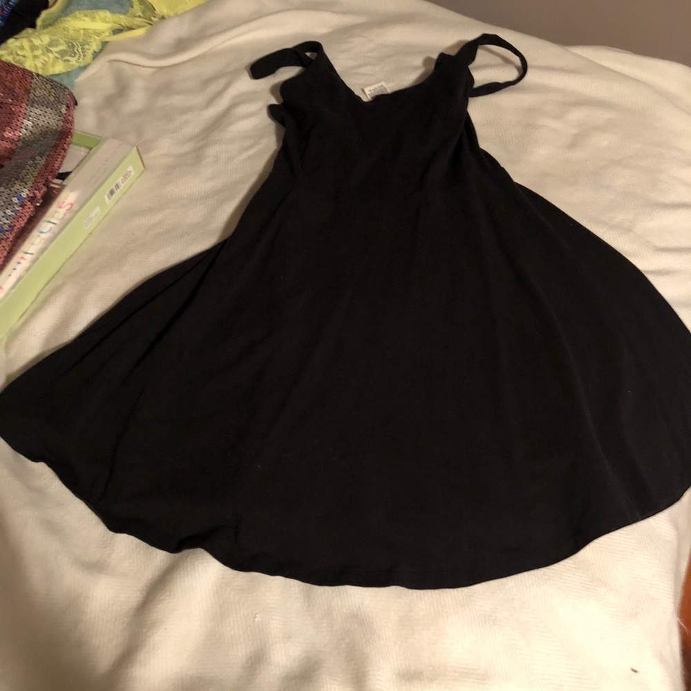 PINK black cotton/polyester stretch skater dress